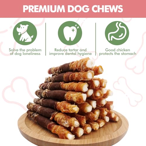 Dog Treats, Triple Flavor Rawhide Sticks, Chicken Duck and Chicken Liver Wrapped Rawhide Dog Chews, Suitable for Medium and Small Dogs, 21.16 oz Dog Treats, Triple Flavor Rawhide Sticks, Chicken Duck and Chicken Liver Wrapped Rawhide Dog Chews, Suitable for Medium and Small Dogs, 21.16 oz