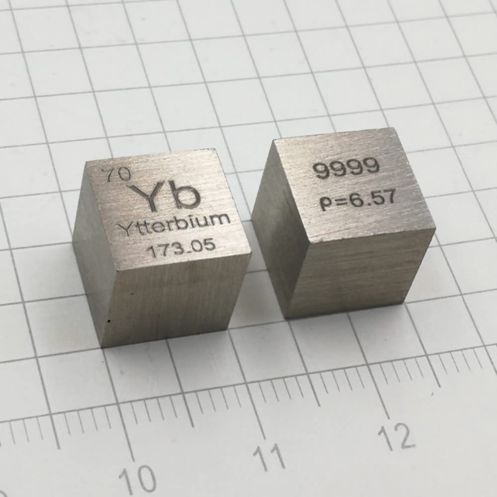 1 cubo de 10 x 10 x 10 mm metálico de itterbio Yb 99,99 % puro ytterbium cubeta maravillosa colección de elementos artesanales