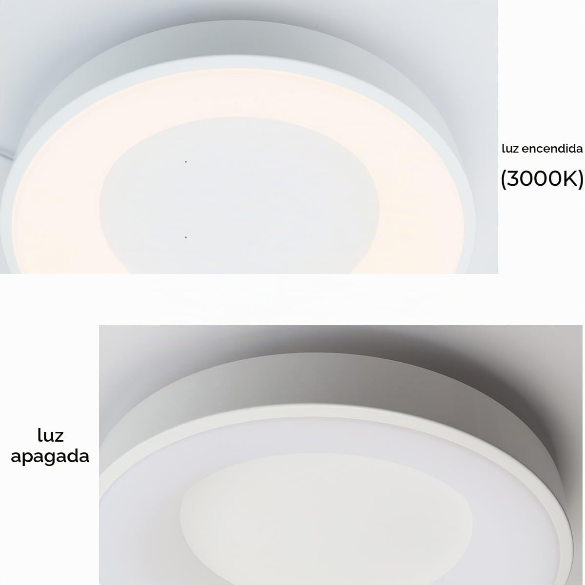 Alpinaluz Plafón LED de 36W Ø40cm 4500lm con Selector de Color CCT 3000K/4000K/6000K, Diseño Redondo en Metal Blanco y Luz Lateral CRI85, para Salón y Comedor