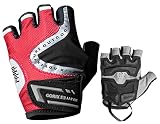 GORIX(ゴリックス)サイクルグローブ 夏 指切り 自転車 グローブ (GW-TSGEL) ロードバイク クロスバイク mtb パッド 衝撃吸収 おしゃれ メンズ レディース サイクリンググローブ (M, レッド)
