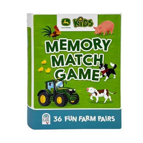 Cottage Door Press John Deere Memory Matching Game for Kids Ages 3+ 72 Large Thick Cards Including Farm Animals and Tractors in a Sturdy Compact Box