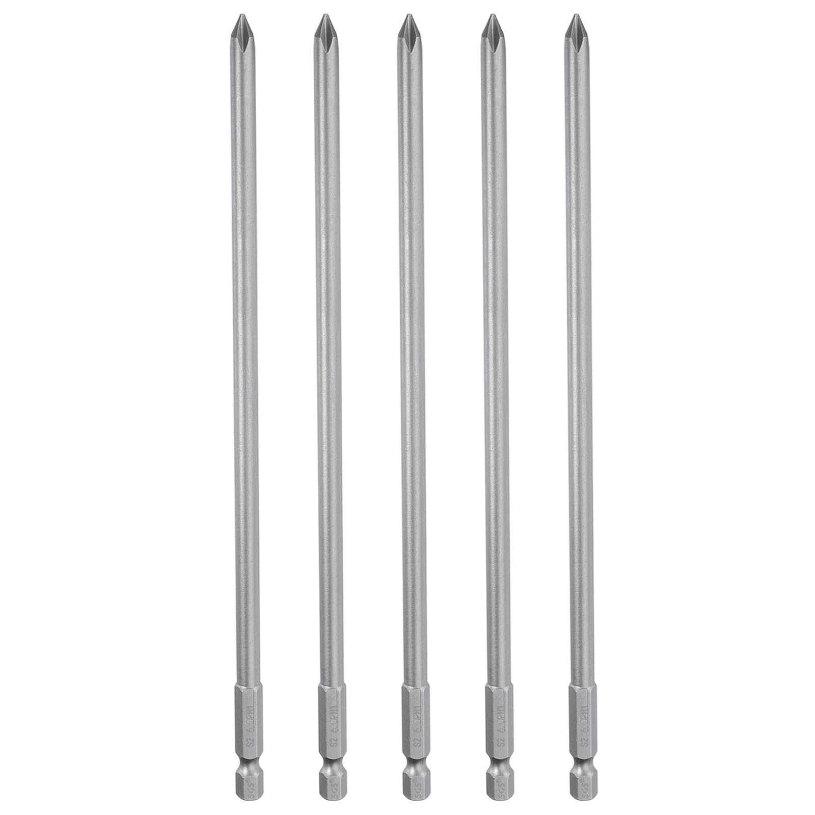 HARFINGTON 5pcs #1 Phillips Screwdriver Bit PH1 1/4" Hex Shank 8" (200mm) Long Magnetic S2 Steel Industrial Grade Screw Driver Bit Cross Head Electric