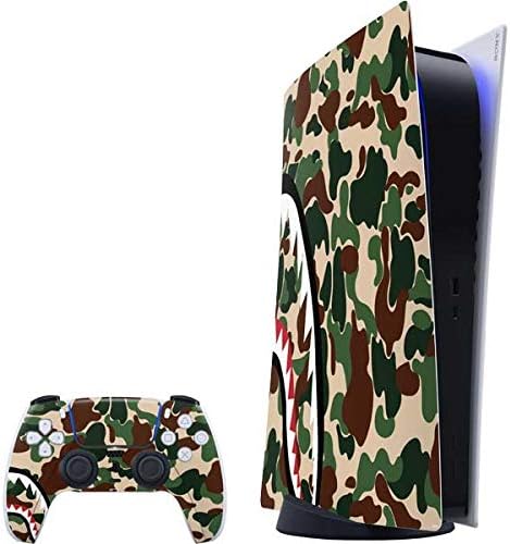 Skinit Decal Gaming Skin Compatible with PS5 Digital Edition Bundle - Shark Teeth Grey Street Camo Design