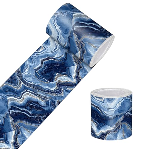 HOMETITUTE Wallpaper Border Peel and Stick Wall Border Navy Agate Decorative Wall Trim Self Adhesive Border for Walls Mirror Frame Accent Strip for Bedroom Bathroom Kitchen Living Room 4x196 Inch