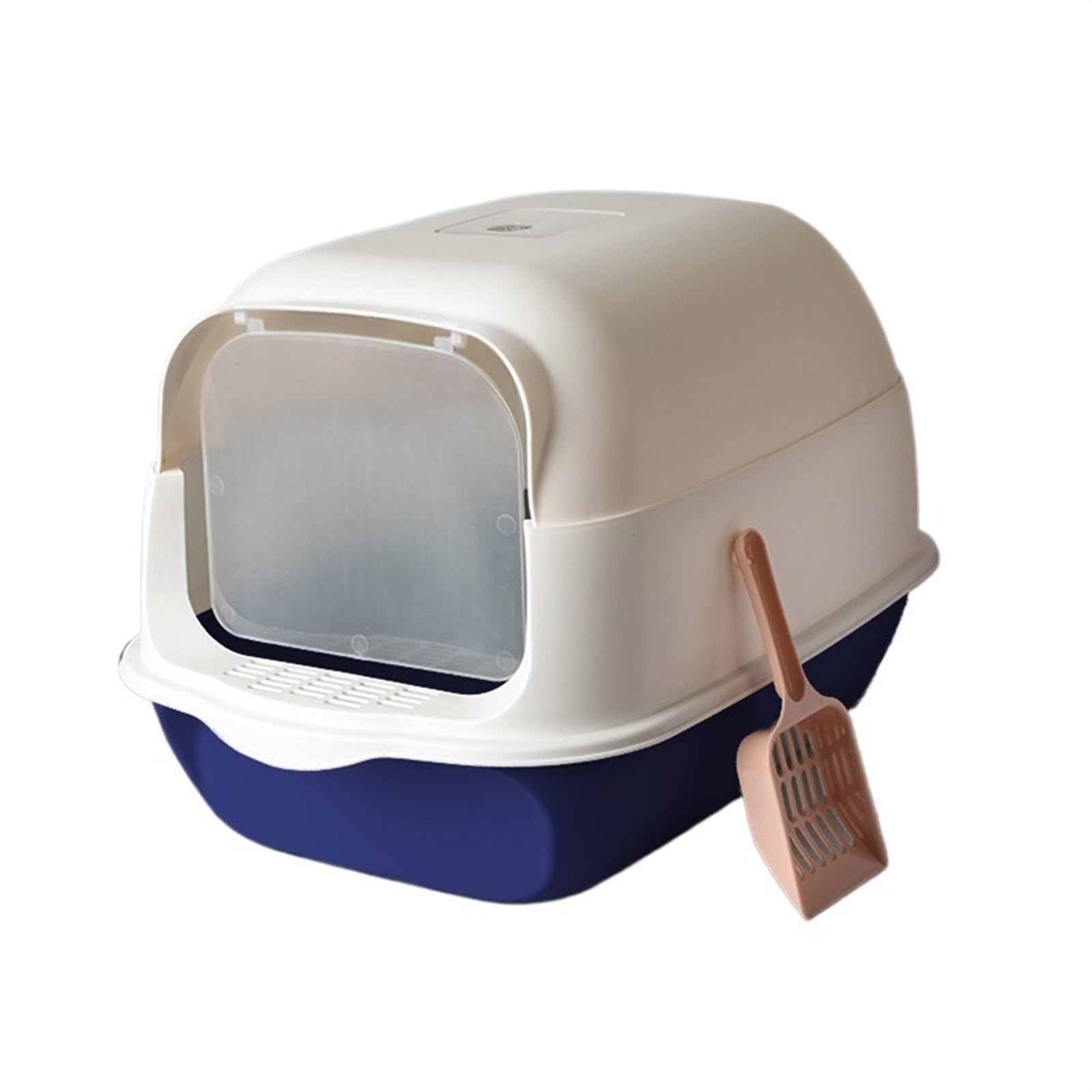 Lettiera per Gatti Grande lettiera for Gatti Oscurante, con Coperchio e Paletta, Privacy e Facile Accesso for la Pulizia Toilette per Gatti(Blue)