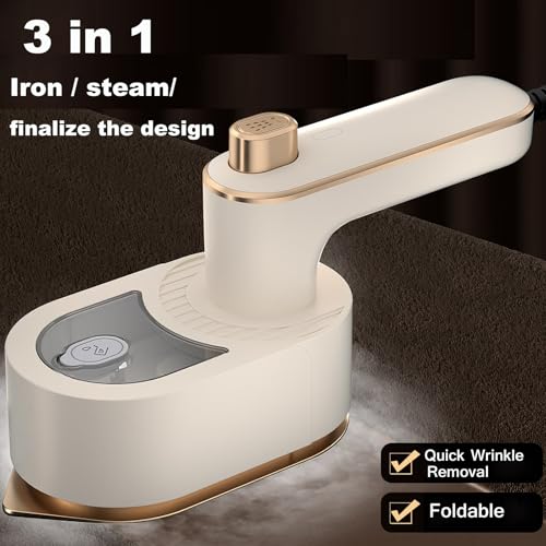 Electric Steamer for Clothes Mini Travel Iron with Steam Handheld Rotary Garment Iron Wrinkle Remover Fast Heat for T-shirt Pants Dress(Creamy-white) — view 2