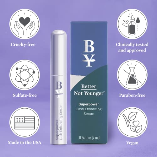 Better Not Younger Superpower Lash Serum (7Ml) Lash Conditioner With Peptides, Vitamins & Nutrients - Lash Enhancing Serum For Thicker, Fuller And Longer Lashes - Cruelty-Free Eyelash Serum #TOP6