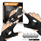 Biuonk LED Flashlight Gloves, Christmas Stocking Stuffers Gifts for Men, White Elephant Gifts for Adults Men Dad Birthday Cool Gadgets Flashlight Waterproof Gloves for Repairing Fishing Camping