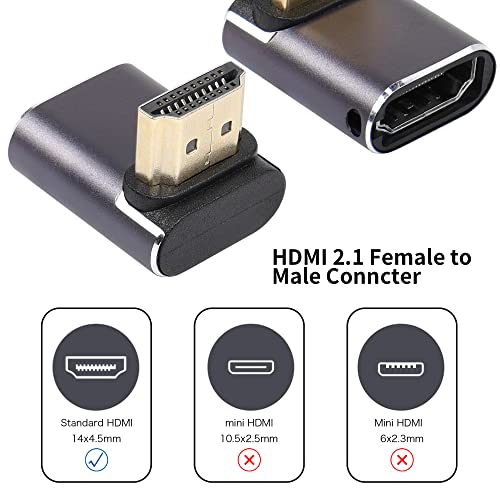 RIIEYOCA 8K HDTV 2.1 Adapter, 48Gbps 90 Degree Up Angle hdtv Male to Female Adapter - Image 2
