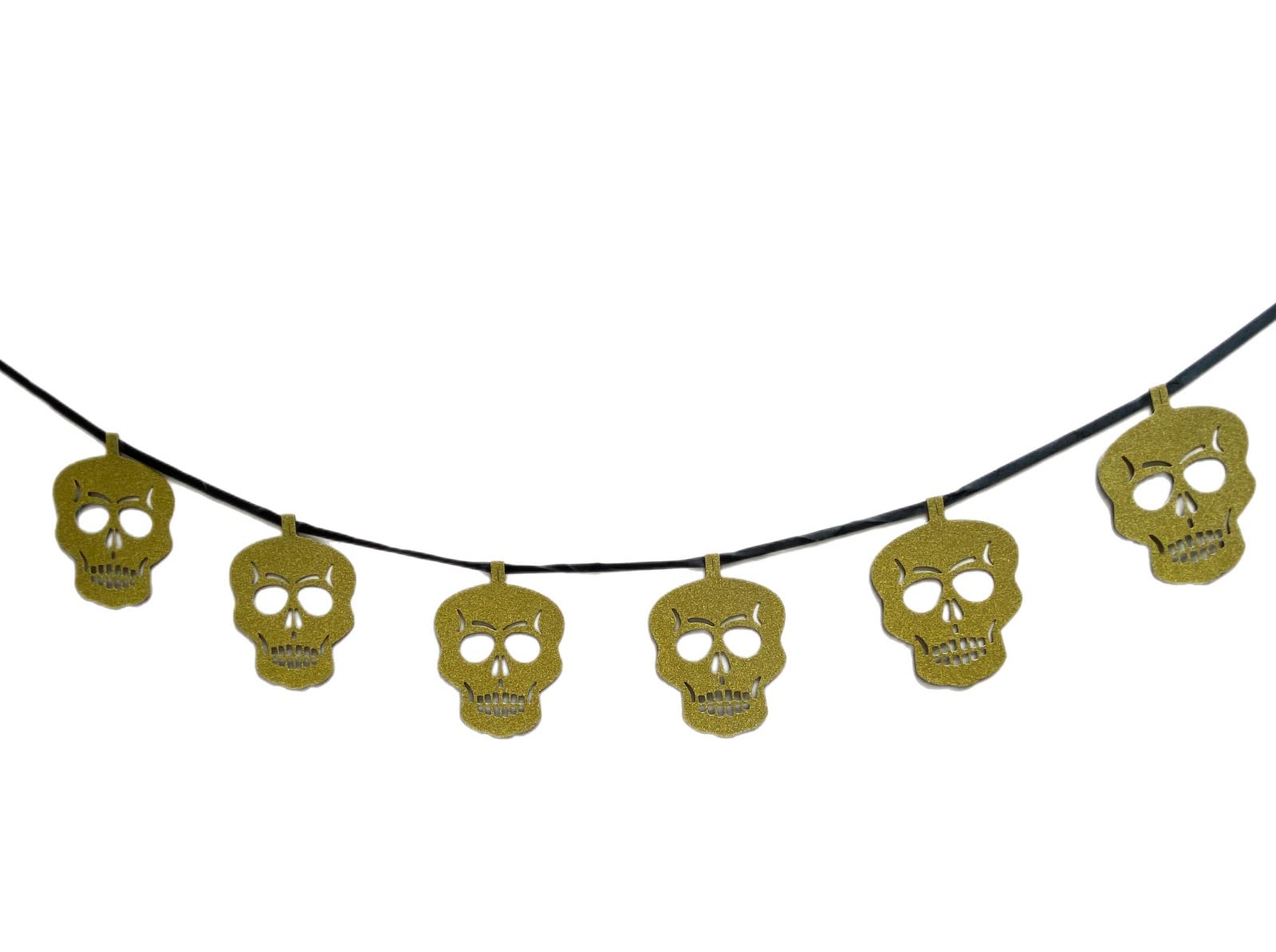 2 X Totenkopf-Girlande Für Halloween & Gothic-Partys | Schwarz-Silber-Rosa Mit Glitzer, Je 2,9 M – Inkl. 9 Schädel Pro Strang