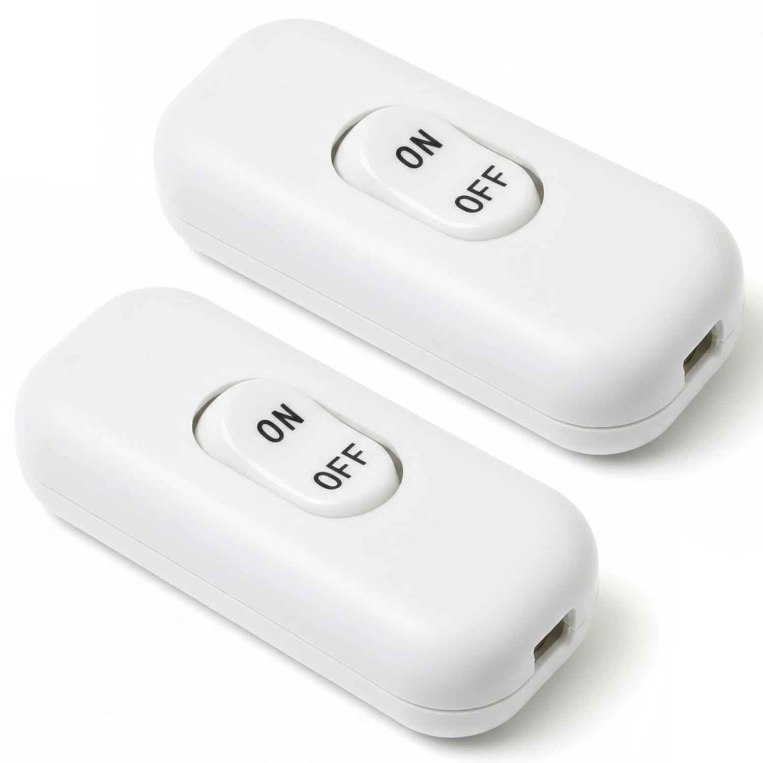 Inline Cord Switch, 2 Pack On/Off Control Lamp Appliance Switch for Bedroom Table Lamp Desk LED Lights, High Conductivity Brass Contacts, AC120V 10A, 250V 6A, White