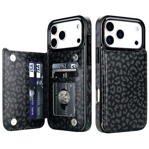HAOPINSH Wallet Case Card Holder for iPhone 17 Pro Max,Black Leopard by HAOPINSH - Used condition - US$11.63
