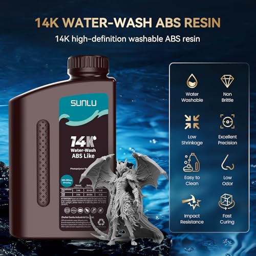 Image of SUNLU 14K Water-Wash ABS Resin 3000g, High Precision for Miniatures, Water-Washable & Tougher Than ABSLIKE Resin, Fast Curing for LCD /DLP /SLA 3D Printers, 3KG White