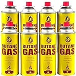 Easy Shopping® 8 X Butane Gas Canister Bottles Camping Stove Heater Cooker Blowtorch Portable Burner Weed Wand BBQ
