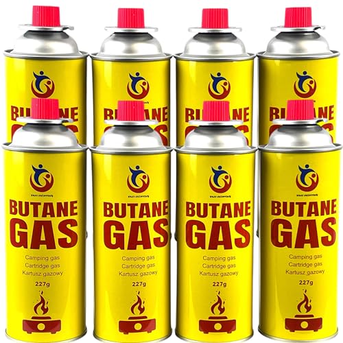 Easy Shopping® 8 X Butane Gas Canister Bottles Camping Stove Heater Cooker Blowtorch Portable Burner Weed Wand BBQ