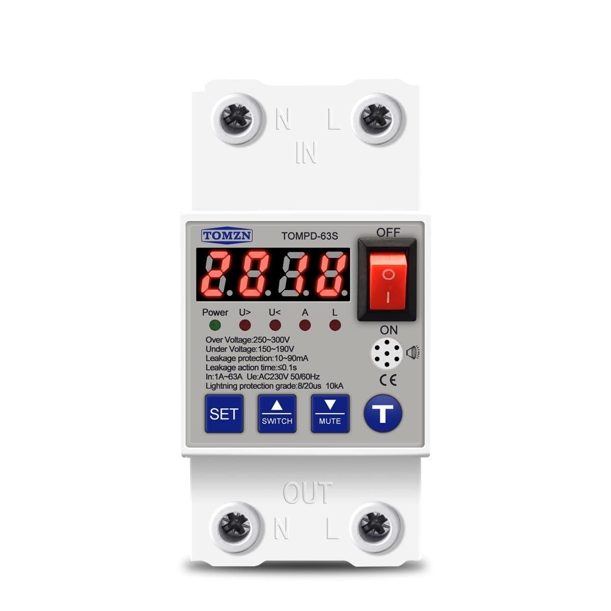 Interruttore Magnetotermico Differenziale Guida DIN 63A Ricollegamento automatico di riconnessione e sotto tensione sullo attuale Surge Protect Protector Relay