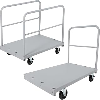 2 in 1 Steel Panel Truck Cart, 2200 Lbs Capacity, Heavy Duty Drywall Cart with 2 Removable Sides & 360 Swivel Wheels, Industrial Grade Platform Truck for Warhouse