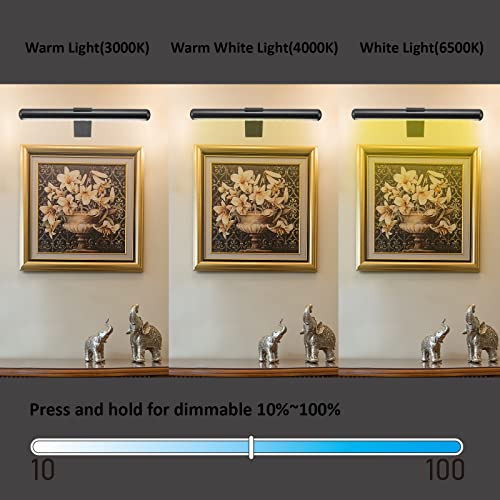 Image of Wireless Picture Light Battery Operated,Rechargeable Painting Light with Remote Control,Metal Art Display Lamp,3 Modes,Dimmable Dartboard Light with Timer for Frame Picture Gallery,300LM