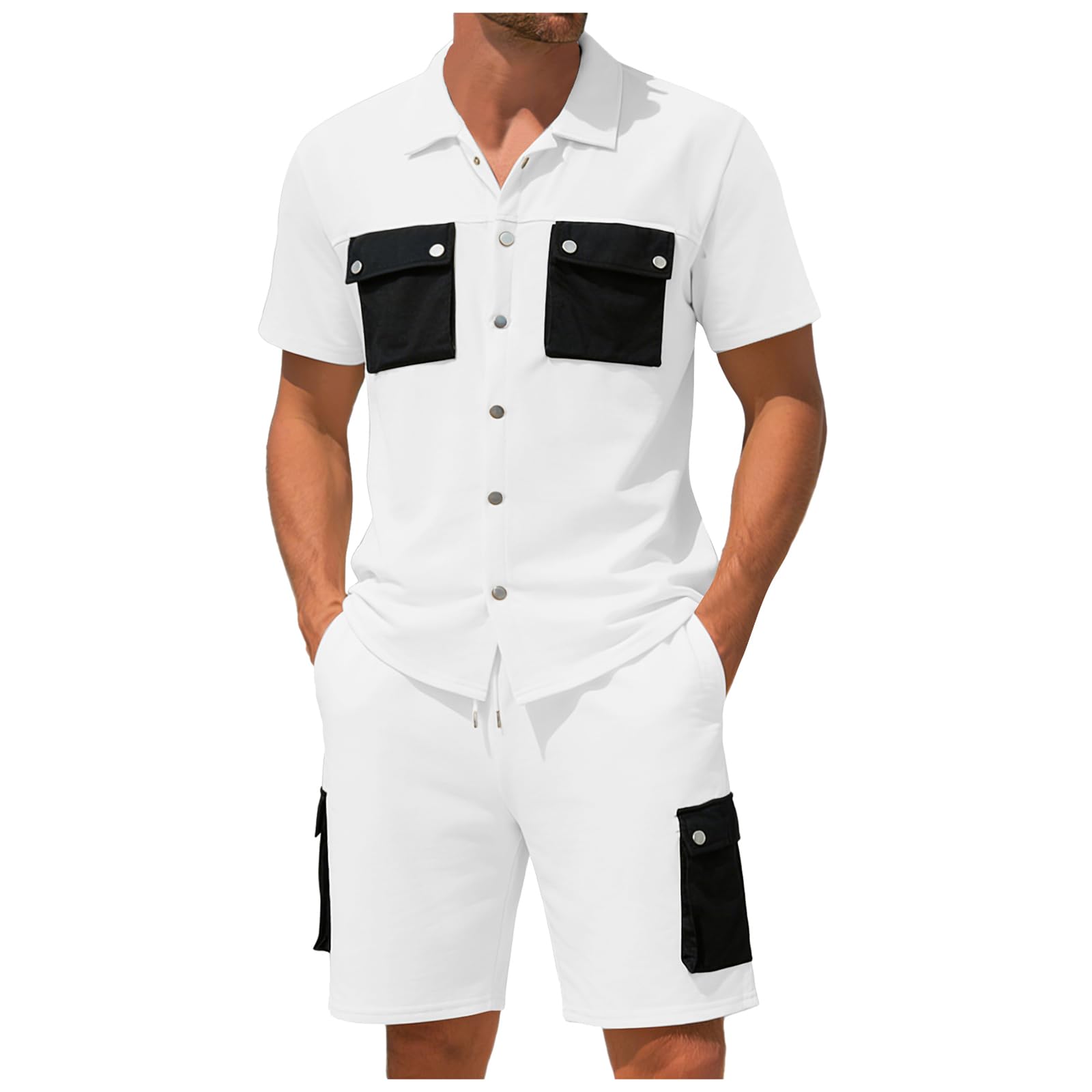 Męski zestaw joggingowy letni zestaw treningowy siłownia mężczyźni szybkoschnący luźny komplet 2-częściowy t-shirt z krótkim rękawem i szortami na wyjście rekreacyjne