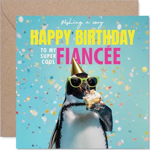 Carte fête fiancée Gâteau oiseau amusant