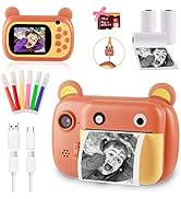 Instant Print Camera for Kids - Selfie Kids Camera for Girls, 1080P Video Digital Kids Camera wit...