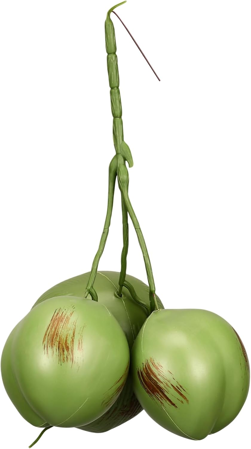 1 Bunch Lifelike Artificial Coconut Decoration Head Large Small Lightweight Reusable Faux Fruit Ornaments for Tropical Farmhouse Parties Home Decor Green