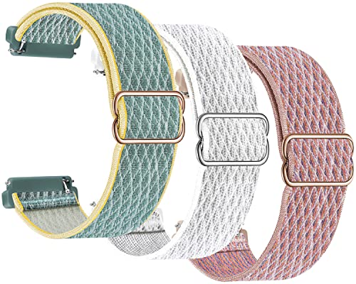 Geiomoo 20mm Bracelet pour Montre et Montres Connectées, Bracelets de Remplacement en Nylon (20mm 3 Pack Ensoleillé+Blanc+Sable Rose) Cover
