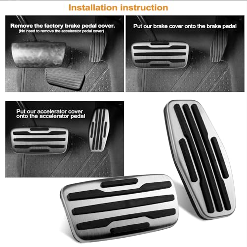 ANFOKAS Compatible with Chevrolet Chevy Silverado 1500 2500 3500 Suburban Tahoe Compatible with GMC Yukon Sierra Accessories Car Foot Pedal Cover Pedals Pads -Silver by ANFOKAS - Image 3