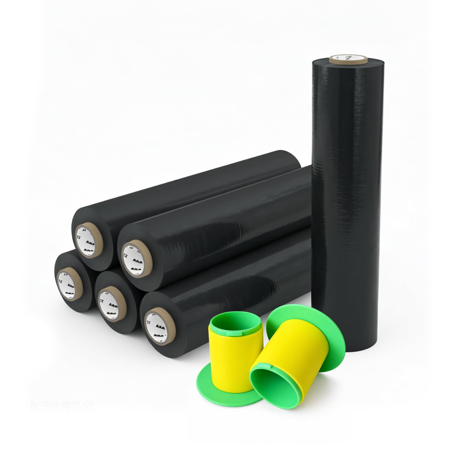 Lot de 6 Films Étirables Noirs 45 cm x 200 m, 30 Microns, 2,78 kg – Film Palette Opaque et Résistant pour Emballage Industriel, Stockage, Logistique et Protection