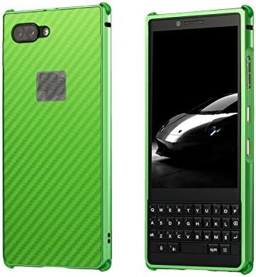 BlackBerry KEY2 Case,Carbon Fiber Backplate Aluminum Alloy Frame Cover Shockproof Shell for BlackBerry KEY2 (Green)