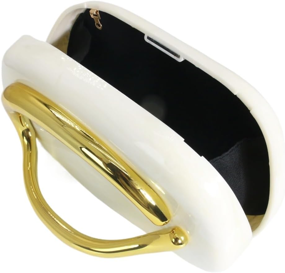 Women Evening Clutch Purse Metal Handle Acrylic Purse Unique Shoulder Bag Causal Handbags for Bride Party Wedding