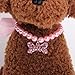 XKSRWE Dog Cat Pearls Necklace Collar with Rhinestone Bone Charm Pet Puppy Jewelry (Pink, Large)