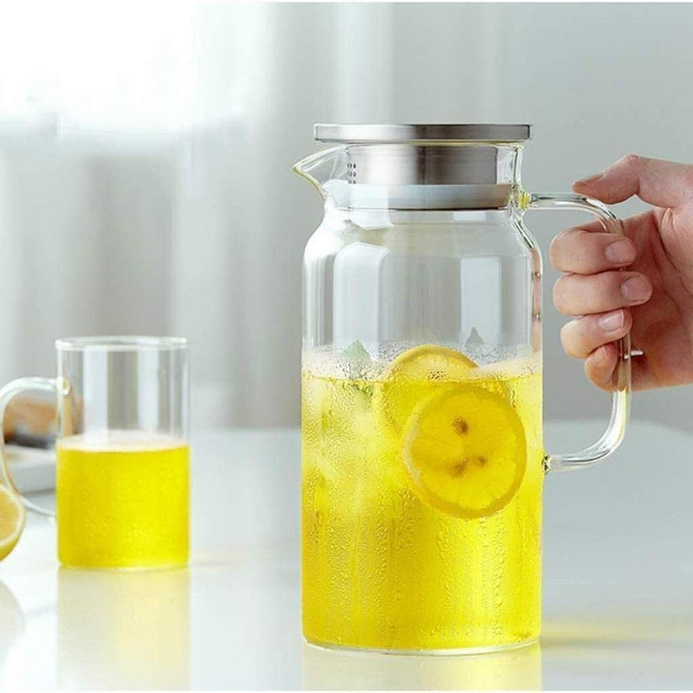 Tetera Taza de tetera Jarra de vidrio con tapa Tetera de hielo Resistente al calor Muy adecuado for té helado Café Café Leche y jugo Cepillo de limpieza libre Resistente al calor ( Size : 21.8x10cm )