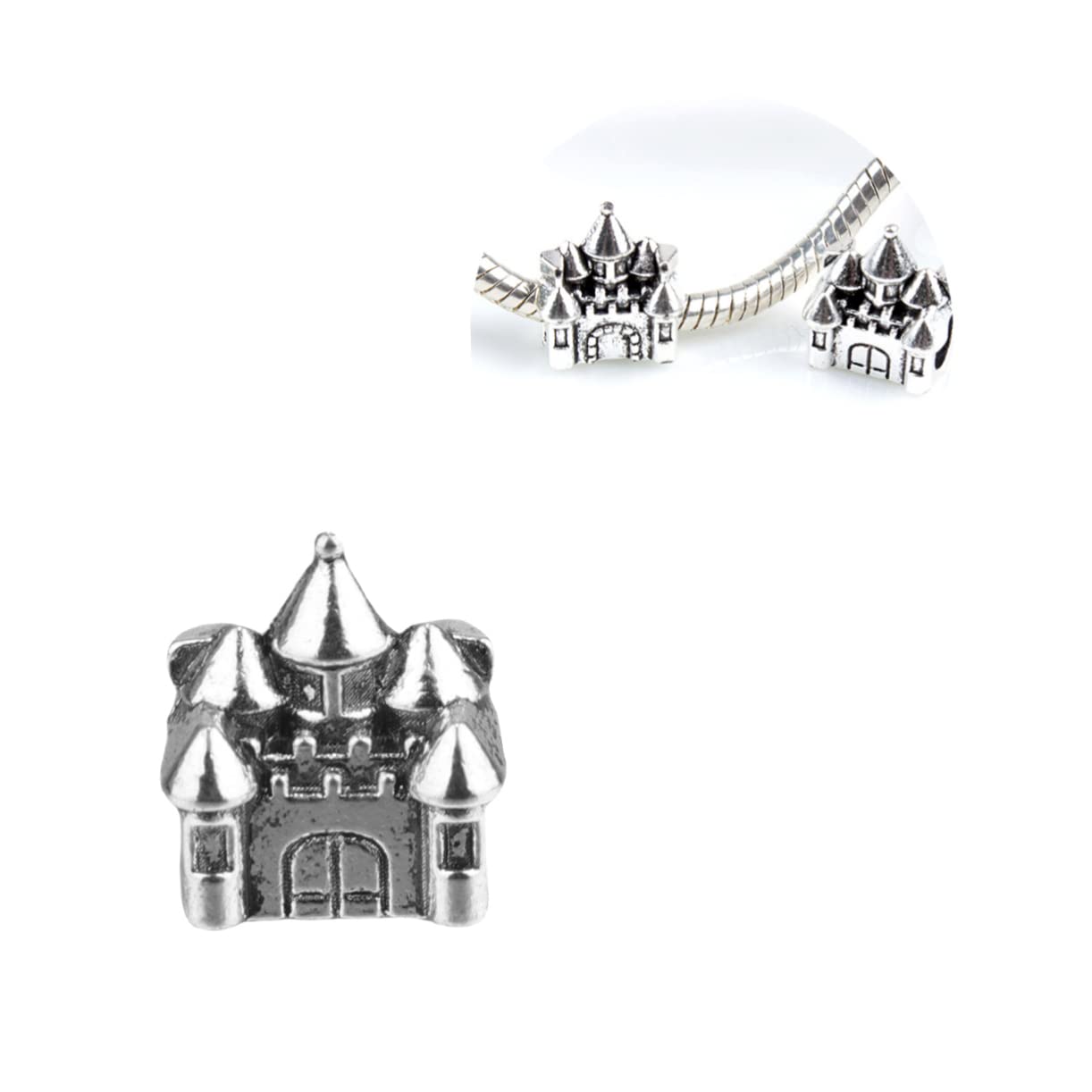 Anneome 150 Piezas cuentas de castillo de bricolaje diy pulseras collar de moda accesorios creativos de cuentas de bricolaje gargantilla con cuentas perlas de aleación de bricolaje Silver