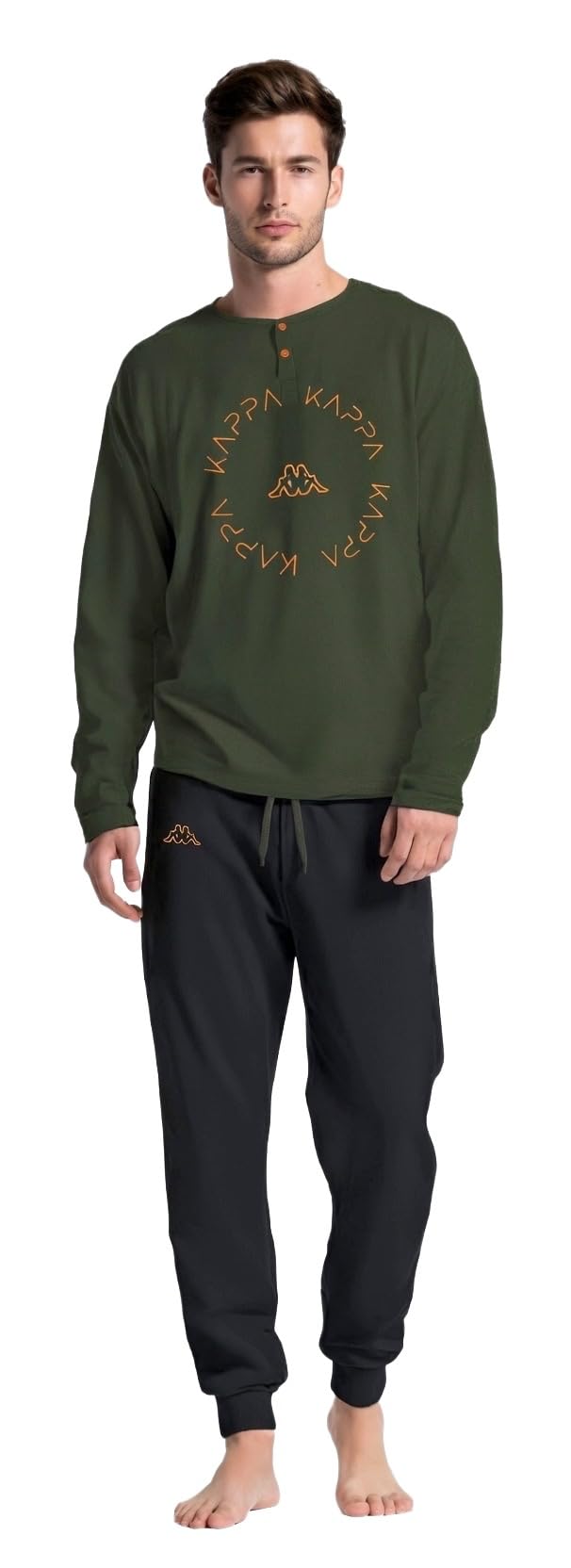 Kappa Men's Long Cotton Pyjamas – Lightweight Cotton Summer Long Sleeve Pyjamas - 5