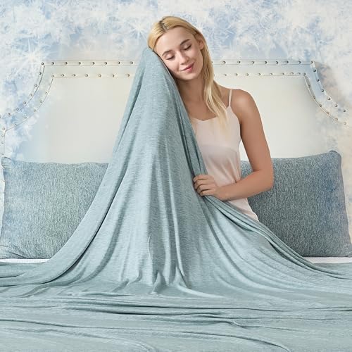 Image of CHOSHOME Cooling Blanket for Hot Sleepers - Summer Blanket Thin Soft Lightweight Breathable Double Side Enhanced Cooling for Hot Flashes, Night Sweats, Bed, Couch (Green, 50 x 70 inches)
