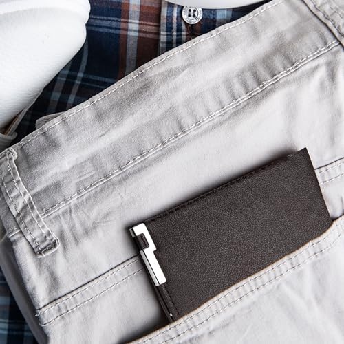 Image of Kraptick Men's Premium Textured Leather Wallet Bifold with Metal Accent Slim Travel Purse with Multi-Card Slots & Currency Compartment Ideal Gift for Men (Pack of 2) (Black & Brown)