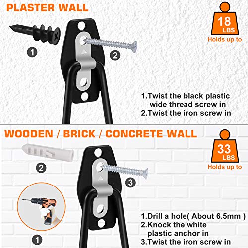 Augtarlion 4 PACK Garage Storage Utility Hooks, Double Heavy Duty Ladder Hangers, Garage Wall Hooks for Hanging Ladder, Hoses, Bike, Folding Chairs, Garage Garden Large Tool Organizer
