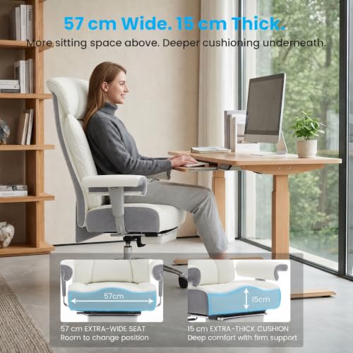 Image of Efomao Big and Tall Executive Office Chair 450lbs,White