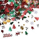 Konfetti Weihnachten Deko, 500 Stück Weihnachten Tischdekoration, Konfetti Schneeflocke Santa Rentier Tischdeko Party Grün Tischstreuer für Tischdekoration