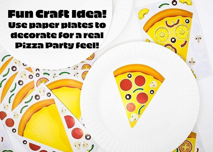 Miniatura 3 de 24 calcomanías de pizza para niños (tamaño grande de 8.5 x 11 pulgadas), ideal para fiestas de pizza y noches familiares de pizza, deja que tus