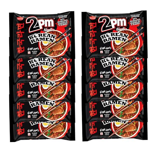 Image of 2PM - Korean Ramen Noodles - Including Dehydrated Vegetables & Seaweed - Instant 2X Spicy Ramen - Pack of 10-100 Gm Each