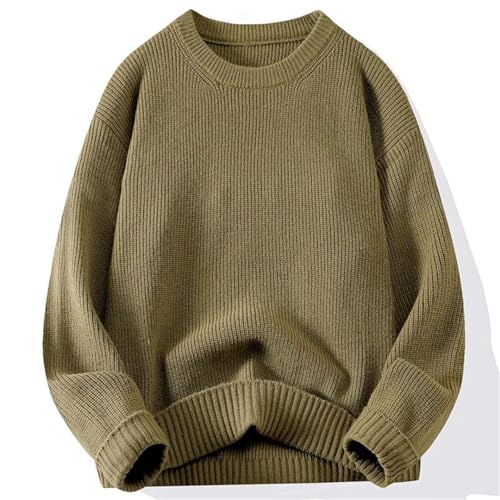 Men's Knitted Crew Neck Ribbed Neckline Sweater Fashion Warm Knit Pullovers2