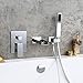 Homary Modern Wall Mounted Bathtub Faucet Waterfall Tub Spout Single Handle Solid Brass Tub Filler with Handheld Shower in Polished Chrome Finish, cUPC Certified