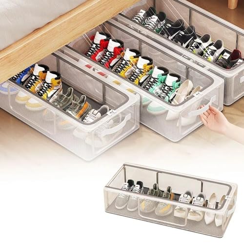 Image of ZEVON Shoe Storage Box | Foldable Under Bed Organizer Pack of 6