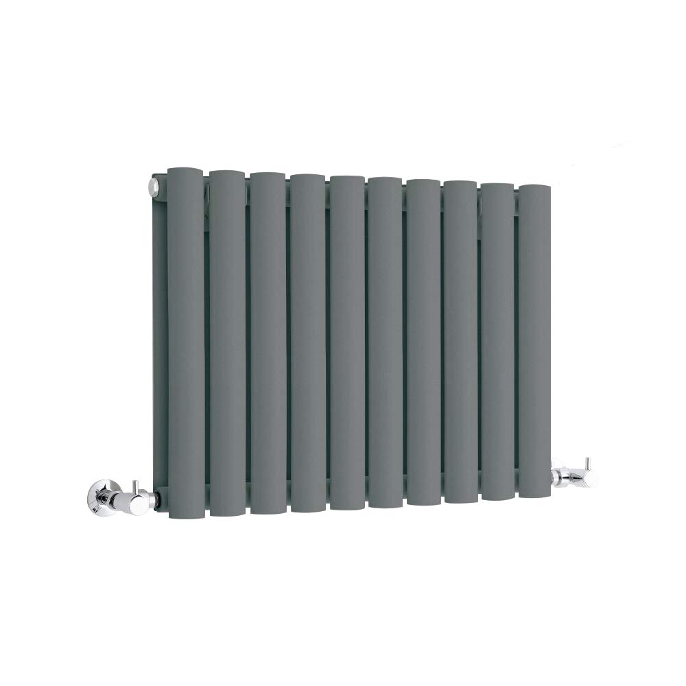 Milano Anthracite Aruba Horizontal Double Oval Panel Radiator - 400Mm X 595Mm