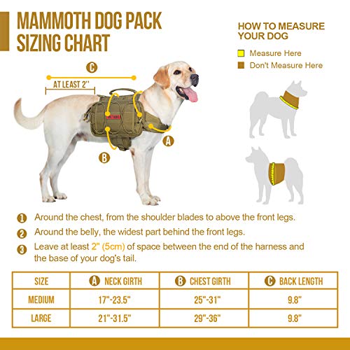 Onetigris Dog Backpack For Medium & Large Dogs, Nylon Backpack For Dogs Tactical Pet Backpack With Side Pockets For Hiking Walking Training Running (Brown, Medium) #TOP3