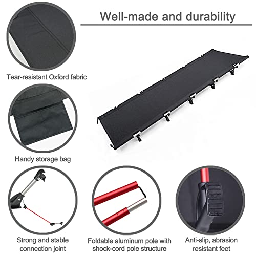 Folding Camping Cot With Carry Bag For Adults & Kids, Lightweight, Compact, Portable Outdoor Bed For Hiking,Backpacking,Traveling,Fishing Outdoor&Indoor(Black) #TOP2