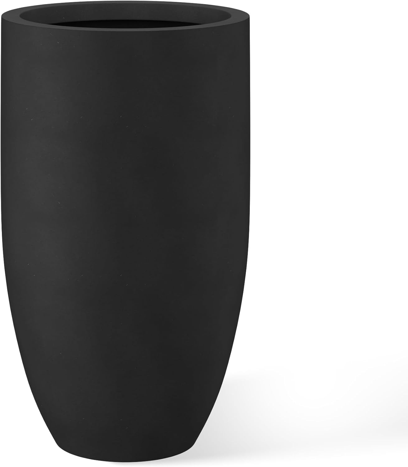 Kante 24 Inch Tall Round Concrete Planter, Large Indoor Outdoor Plant Pots with Drainage Hole and Rubber Plug, Modern Decorative Garden Pots for Home Patio Porch, Black Black 24" Tall