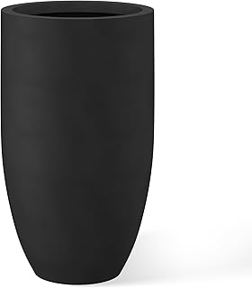 Kante 24 Inch Tall Round Concrete Planter, Large Indoor Outdoor Plant Po...